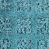 Square Honeycomb 100% Cotton Reversible Bath Rug Aqua by Knightsbridge