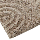 Knightsbridge Beautiful Circle Design Premium Quality Year Round Cotton With Non-Skid Back Bath Rug Stone