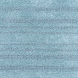 Knightsbridge Luscious Textured Striped All Season Soft Plush Cotton Reversible & Soft Bath Rug Light Blue