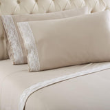 Shavel Micro Flannel Shavel Durable & High Quality Luxurious Lace-Edged Sheet Set Including Flat Sheet, Fitted Sheet & Pillowcase