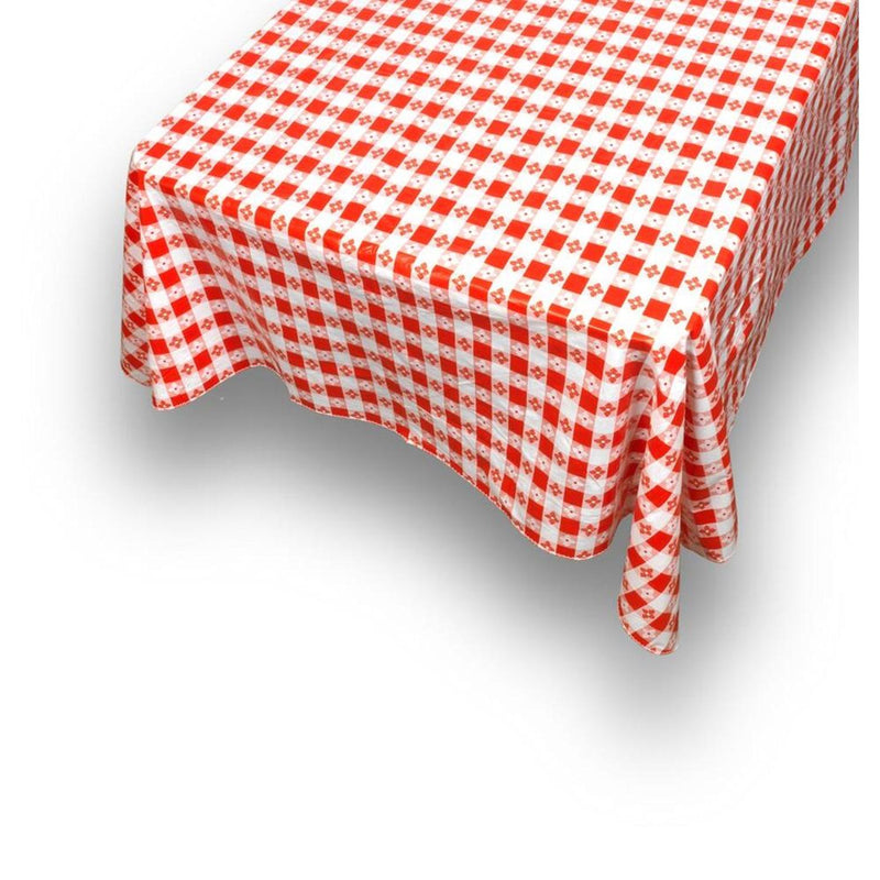 Carnation Home Fashions PVC Waterproof Indoor/Outdoor Restaurants, Picnics Tavern Check Print Vinyl Flannel Backed Tablecloth - 52x52"