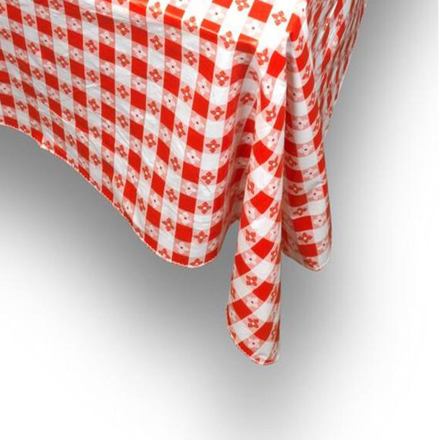 Carnation Home Fashions PVC Waterproof Indoor/Outdoor Restaurants, Picnics Tavern Check Print Vinyl Flannel Backed Tablecloth - 52x52"