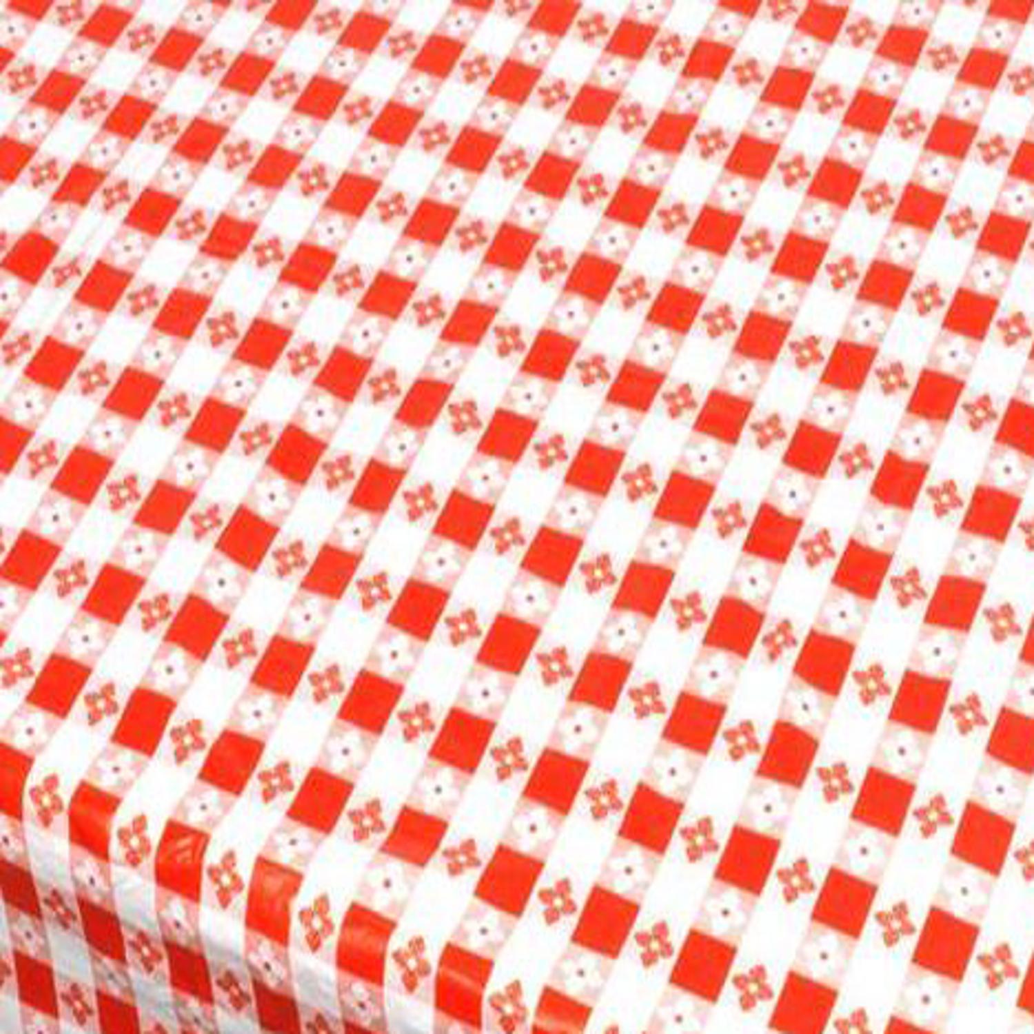 Carnation Home Fashions PVC Waterproof Indoor/Outdoor Restaurants, Picnics Tavern Check Print Vinyl Flannel Backed Tablecloth - 52x52"