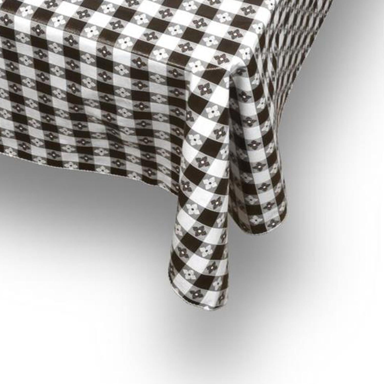 Carnation Home Fashions PVC Waterproof Indoor/Outdoor Restaurants, Picnics Tavern Check Print Vinyl Flannel Backed Tablecloth - 52x52"