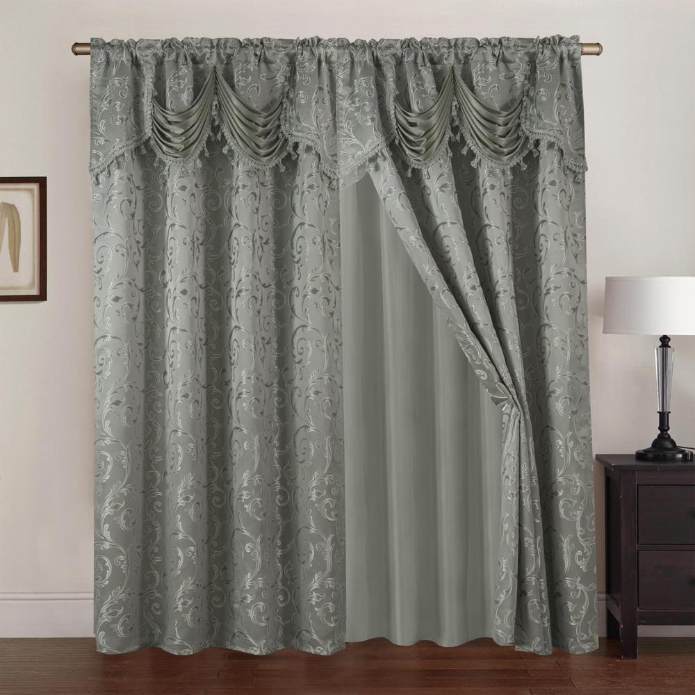 Franklin 2-Piece Rose Grommet Curtain 54" x 84" by Rt Designers Collection