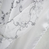 Olivia Gray Fleur Embroidered Rod Pocket Single Curtain Panel With 18" Valance - 54x84", Silver