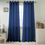 RT Designers Collection Nancy Faux Luxurious Silk Grommet Curtain Panel Navy