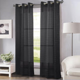 RT Designers Collection Wanda Box Voile Light Filtering One Grommet Curtain Panel 54" x 90" Black