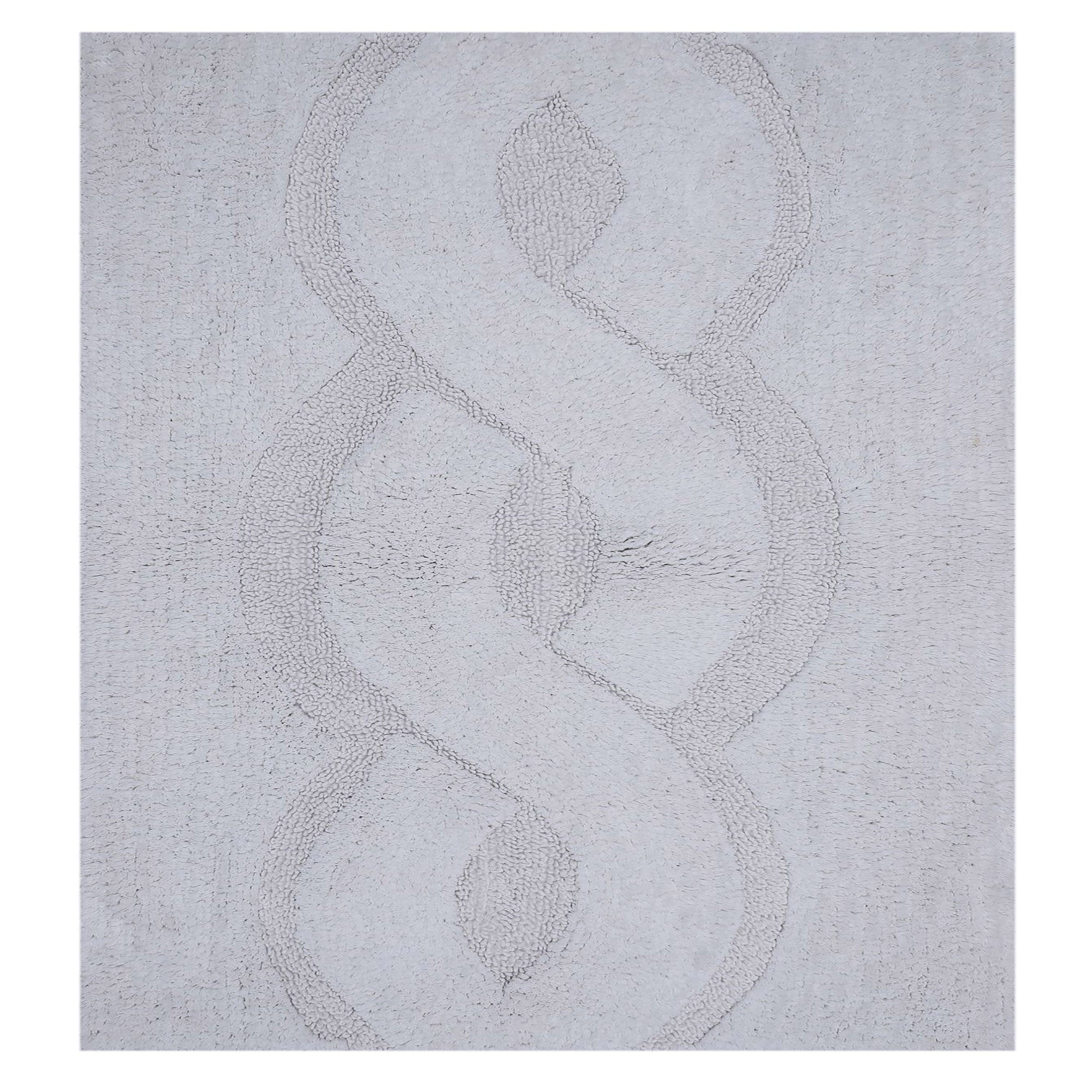 Beautiful Sculptured Chain Design Bath Rug With Anti Skid Latex Back  Made Cotton Super Soft White
