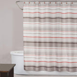 Saturday Knight Ltd Coral Garden Stripe Collection Easily Fit Textured Fabric Printed Bath Shower Curtain - 70x72