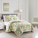 Chic Home Shea Quilt Set Reversible Hand Painted Floral Print Design Bedding Multi-color
