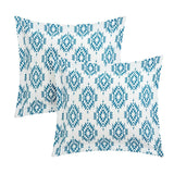 Chic Home Jaden Bohemian Inspired Striped Ikat Print with Contemporary Geometric Pattern Bedding Reversible Quilt Cover Set - Decorative Pillows Shams Included - Blue
