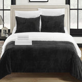 Chic Home Bjurman 7 Pieces Blanket Set Soft Sherpa Lined Microplush Faux Mink With Shams & Sheet Set Black