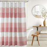 Olivia Gray Glamor Fade-resistant Striped Waffle Jacquard Shower Curtain with 12 Reinforced Stitched Buttonholes - 70-inch x 72-inch