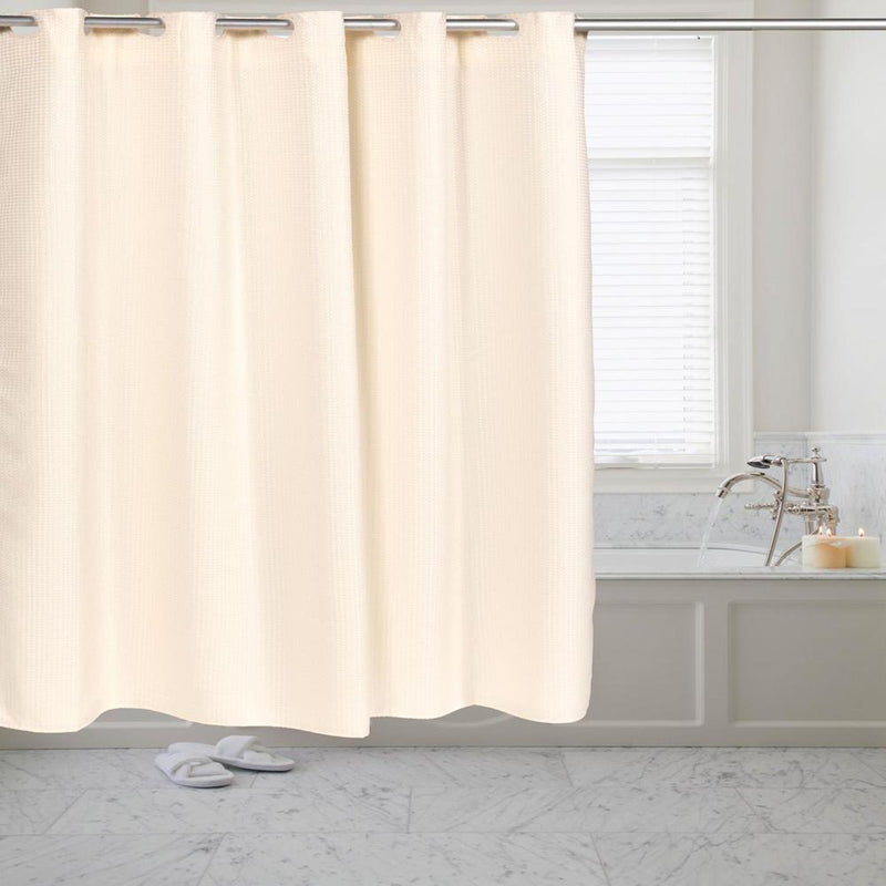 Carnation Home Fashions Pre Hooked T Waffle Weave Fabric Shower Curtain - 70x75"