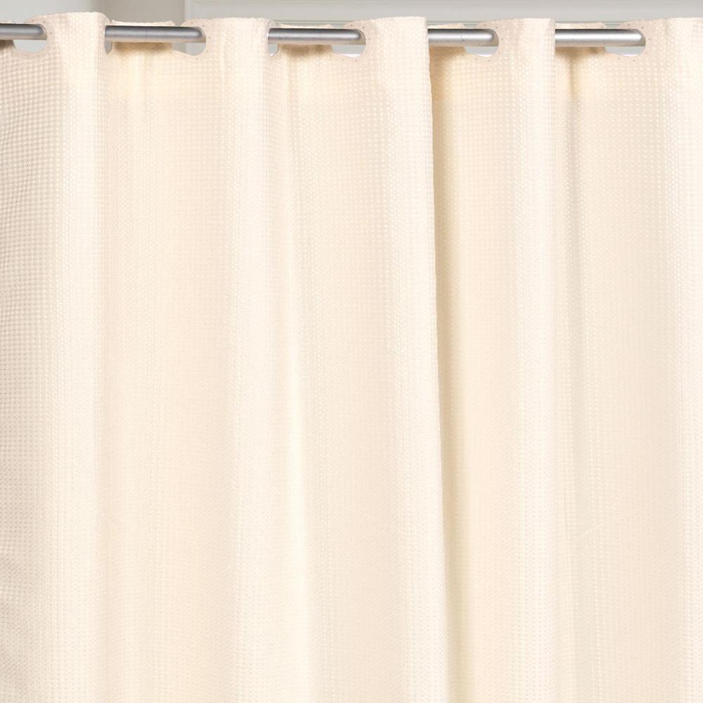 Carnation Home Fashions Pre Hooked T Waffle Weave Fabric Shower Curtain - 70x75"