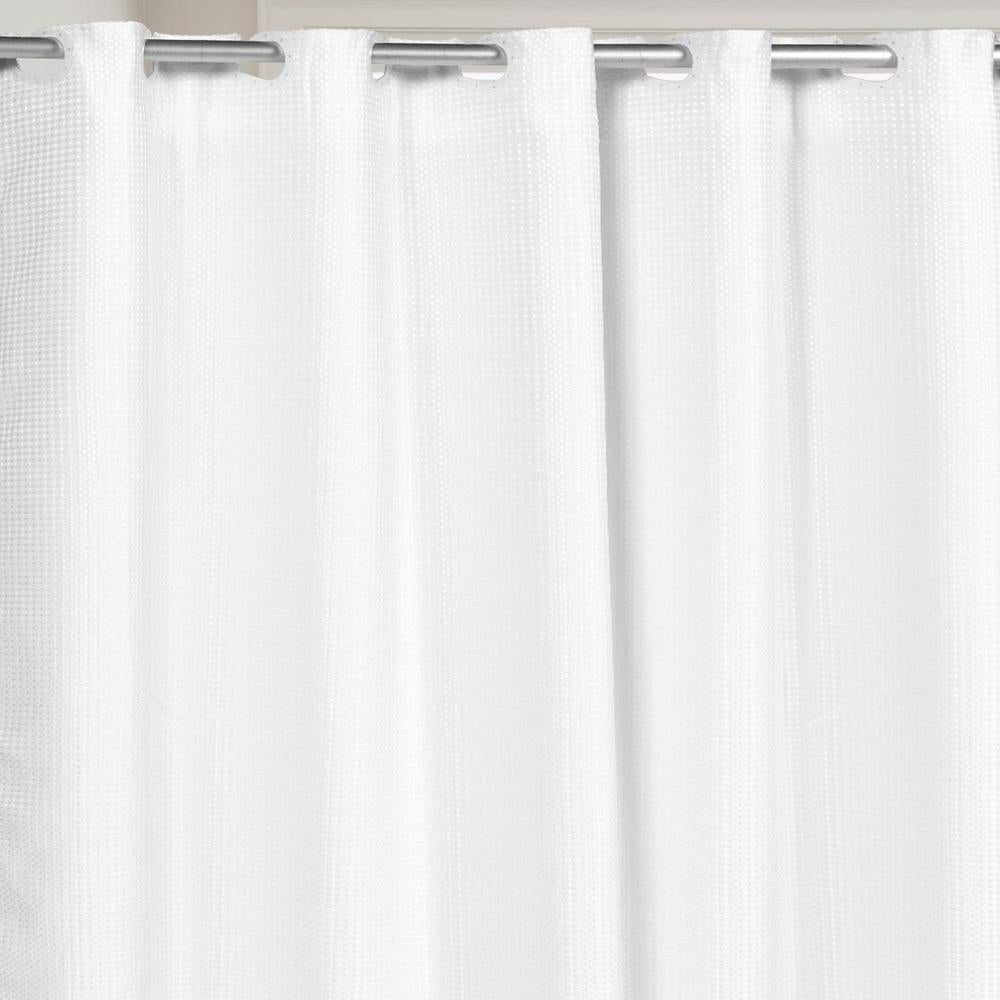 Carnation Home Fashions Pre Hooked T Waffle Weave Fabric Shower Curtain - 70x75"