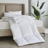 Serta 250 Thread Count Polyester-Cotton Blend Goose Down Fiber Comforter - All Seasons - Full/Queen 90x98, White