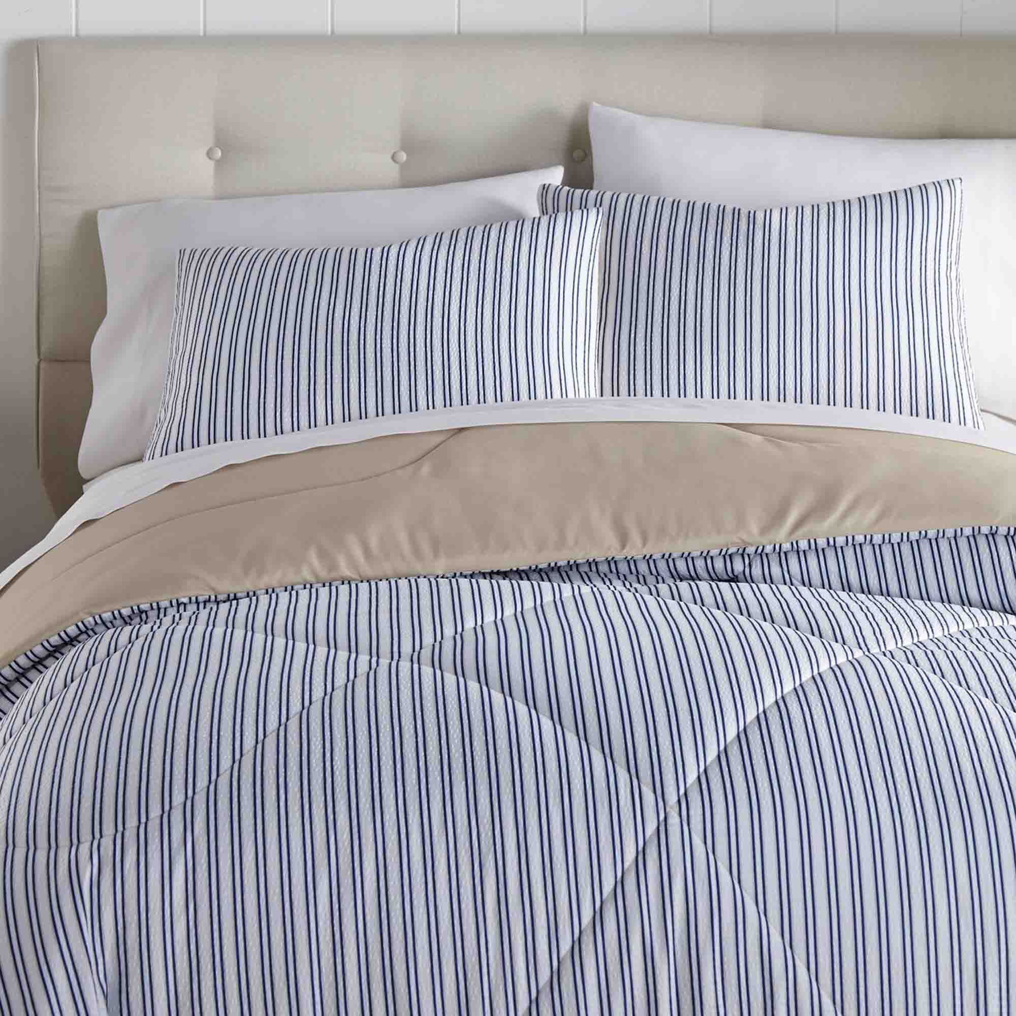 Seersucker Polyester Comforter Set Sailor Stripe by Shavel Home Products
