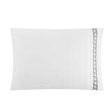 Aria 1500 Thread Count Cotton Sheet Set White With Gray Stripe Embroidery by Chic Home