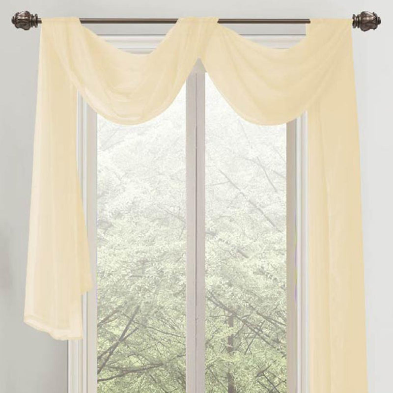 Celine Sheer 55 x 216 in. Sheer Curtain Scarf Valance Beige