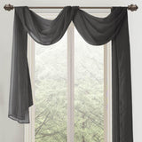 Celine Sheer 55 x 216 in. Sheer Curtain Scarf Valance Black