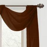 Celine Sheer 55 x 216 in. Sheer Curtain Scarf Valance Chocolate