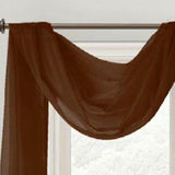 Celine Sheer 55 x 216 in. Sheer Curtain Scarf Valance Chocolate