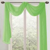 Celine Sheer 55 x 216 in. Sheer Curtain Scarf Valance Neon Green
