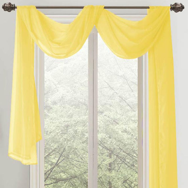 Celine Sheer 55 x 216 in. Sheer Curtain Scarf Valance Neon Yellow