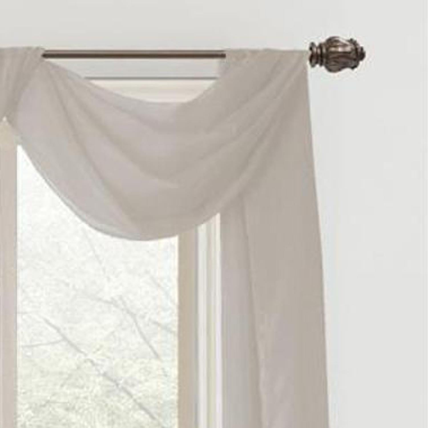Celine Sheer 55 x 216 in. Sheer Curtain Scarf Valance Silver