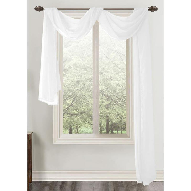 Celine Sheer 55 x 216 in. Sheer Curtain Scarf Valance White