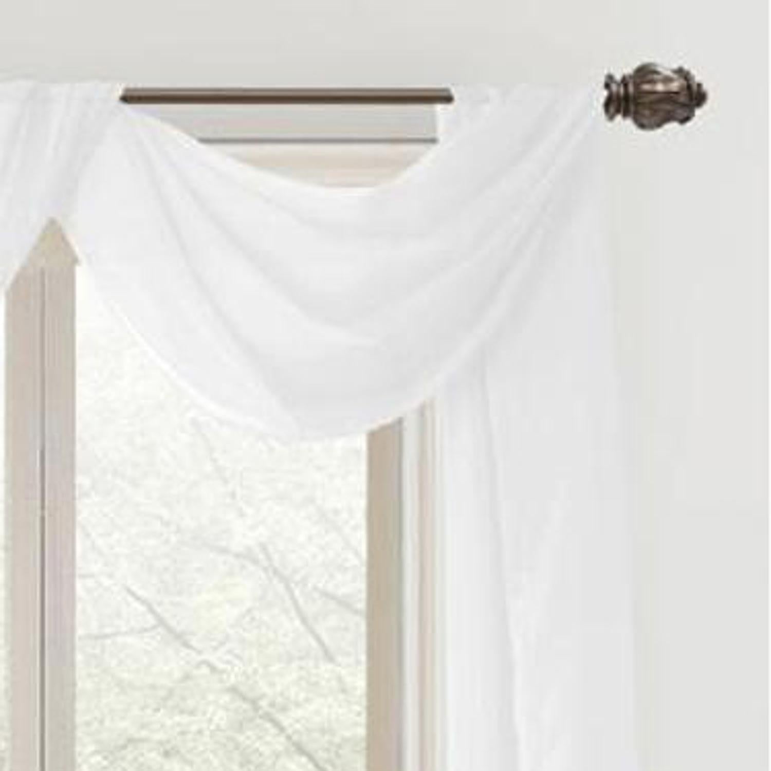 Celine Sheer 55 x 216 in. Sheer Curtain Scarf Valance White