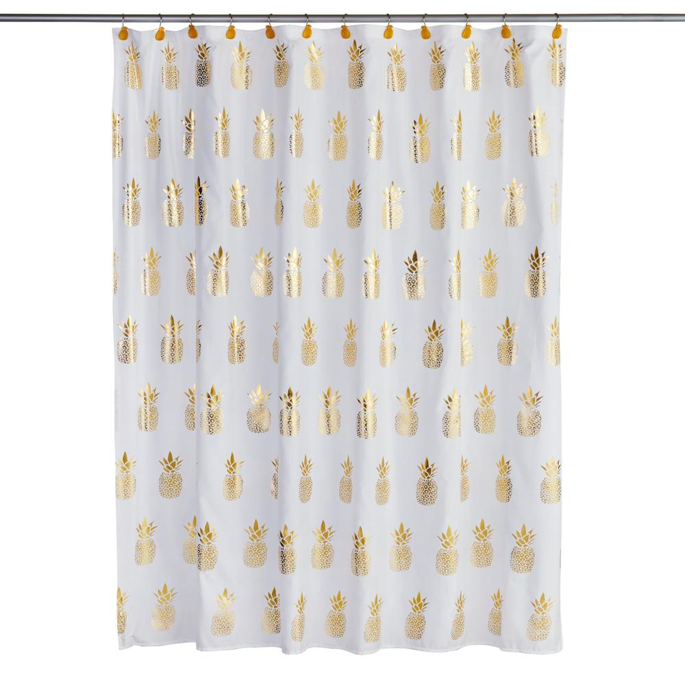 SKL Home Gilded Pineapple Shower Curtain - White 70x72