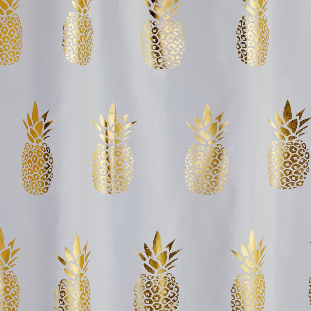 SKL Home Gilded Pineapple Shower Curtain - White 70x72