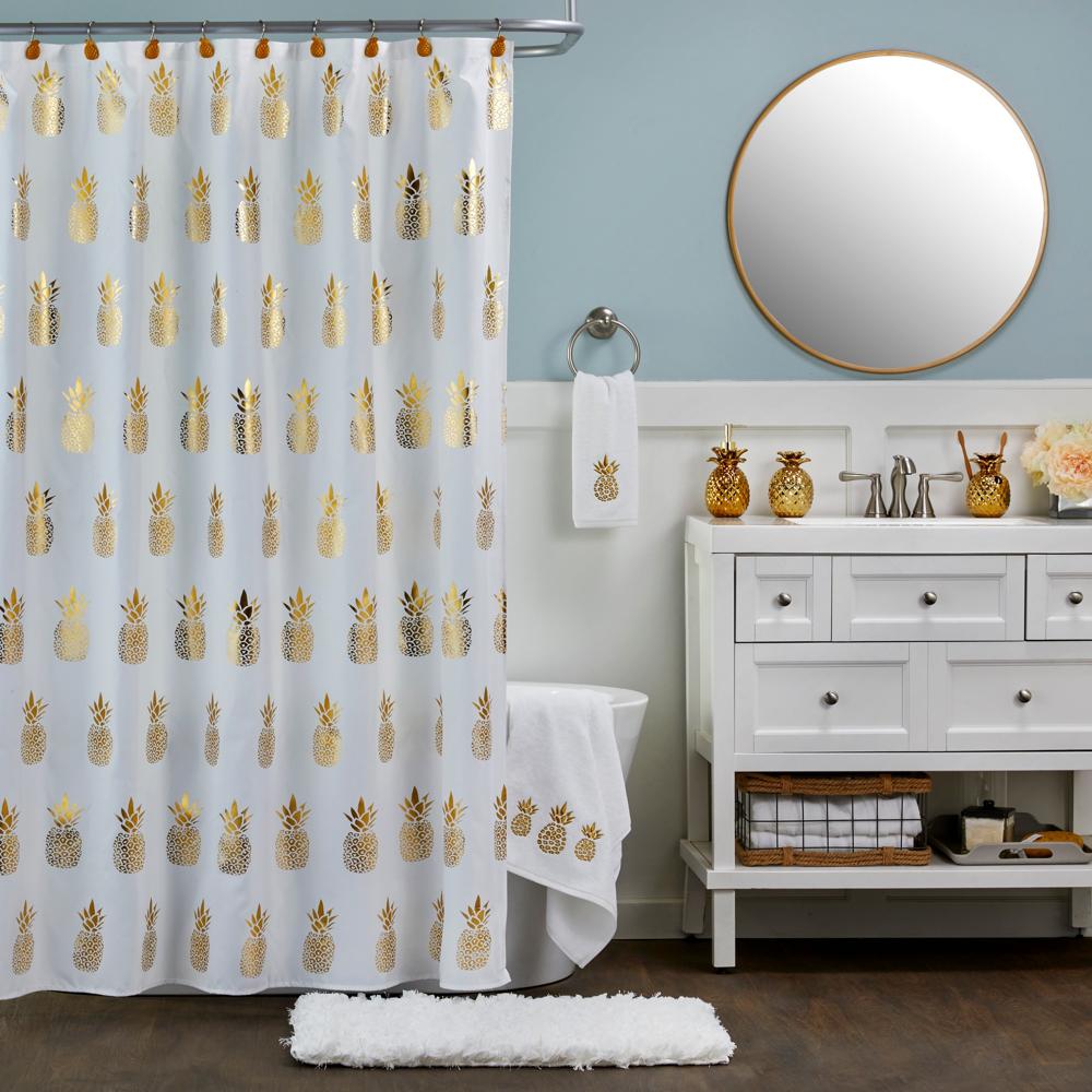 SKL Home Gilded Pineapple Shower Curtain - White 70x72