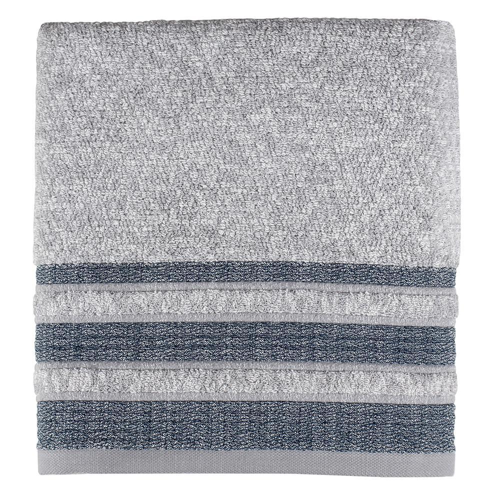 SKL Home Cubes Modern Look Woven Textured Stripes Bath Towel - 27 x 50", Navy