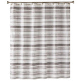 Saturday Knight Ltd Geo Woven Designs Stripe Fabric Bath Shower Curtain - 70x72", Black/Beige