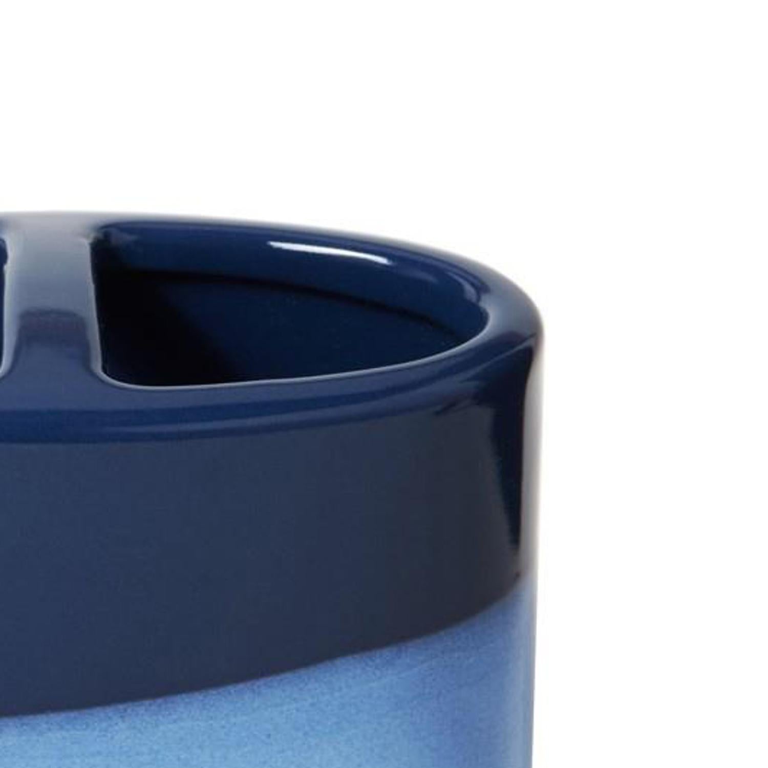 SKL Home Saturday Knight Ltd Alanya Fluid Wave Inspired Appearance Toothbrush Holder - 4.31x2.37x4.58, Blue