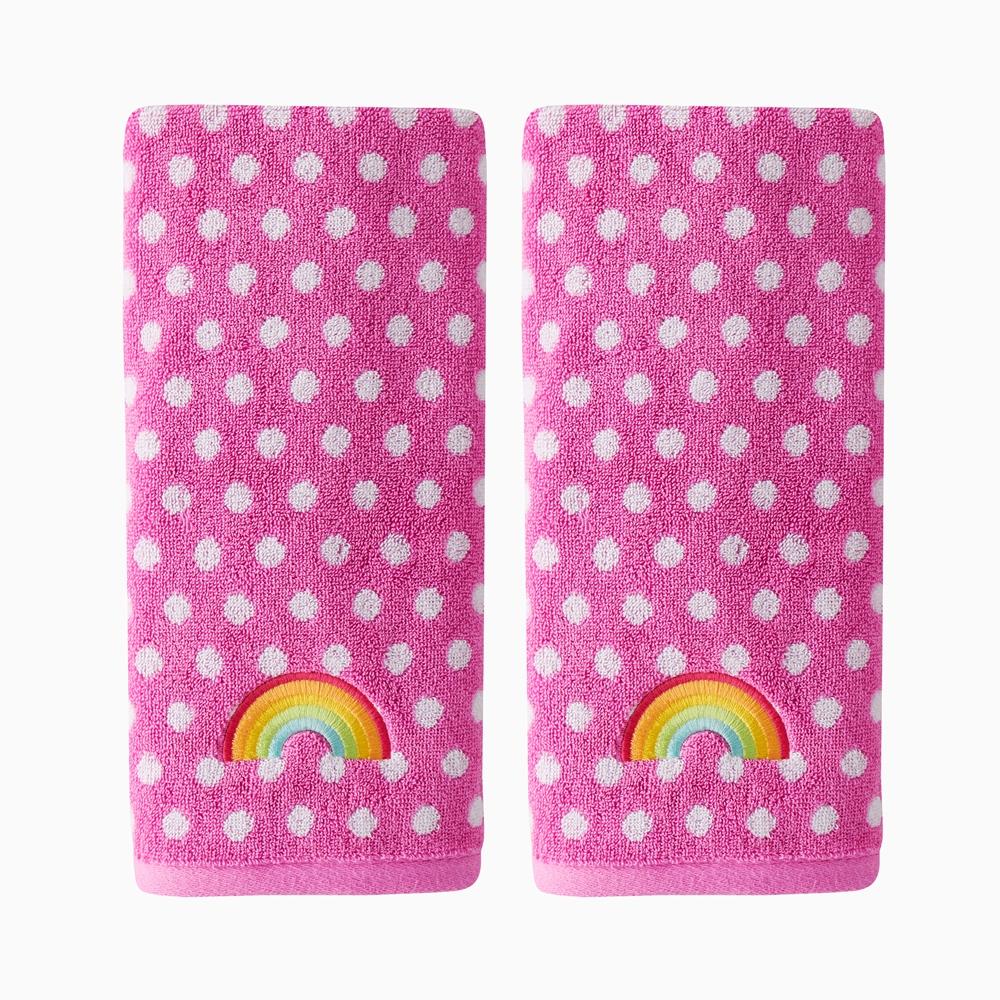 SKL Home Saturday Knight Ltd Rainbow Cloud Soft And Absorbent Cotton Embroidered Hand Towel - 16x26", Pink