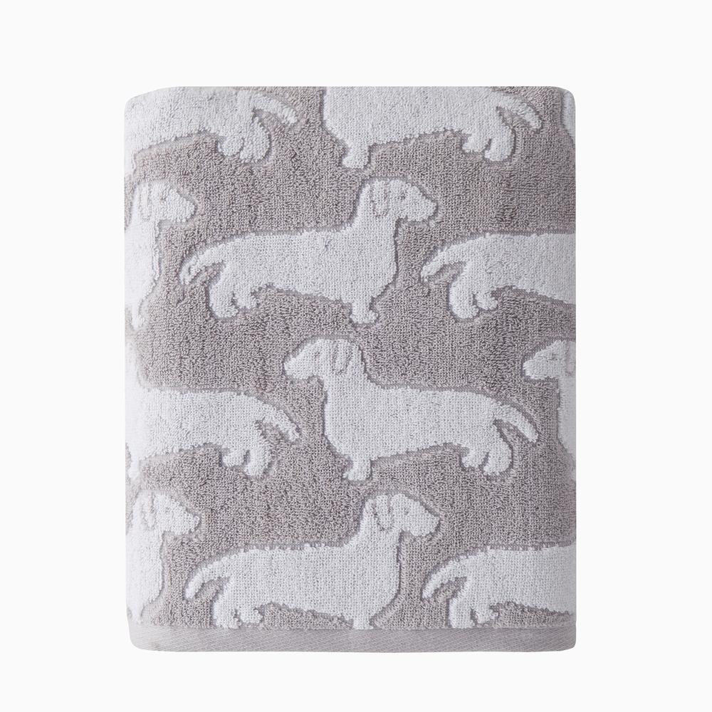 SKL Home Saturday Knight Ltd Dog Woven Puppy Design Soft And Absorbent Bath Towel - 27x50", Gray