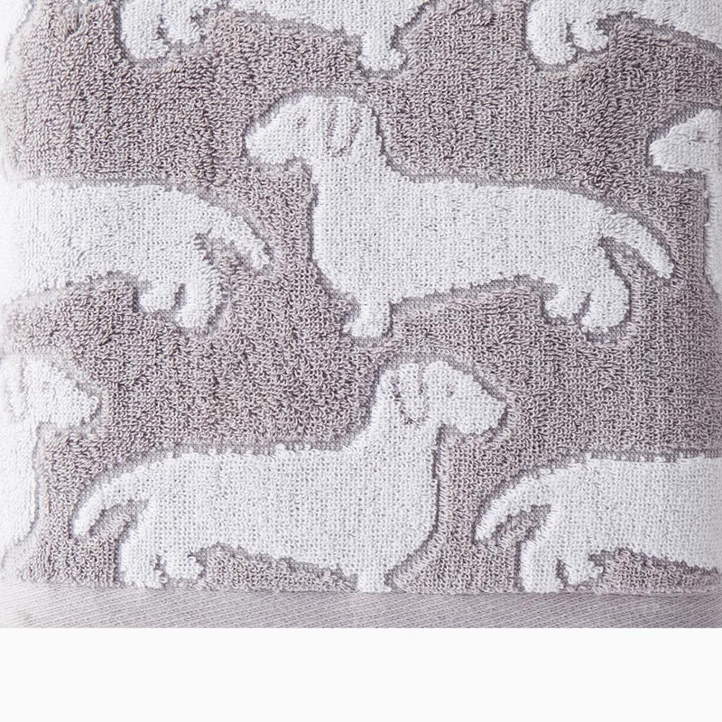 SKL Home Saturday Knight Ltd Dog Woven Puppy Design Soft And Absorbent Bath Towel - 27x50", Gray