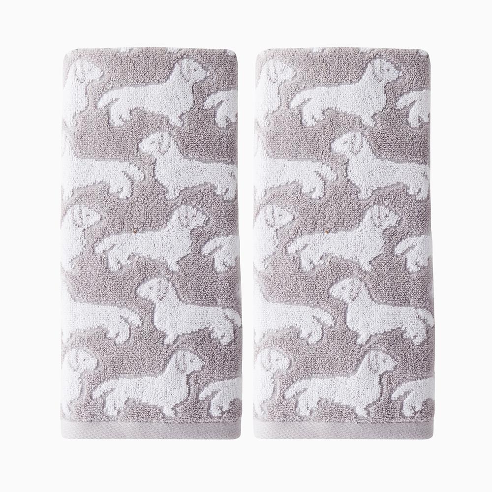 SKL Home Saturday Knight Ltd Dog Woven Puppy Design Soft And Absorbent Hand Towel - 16x26", Gray