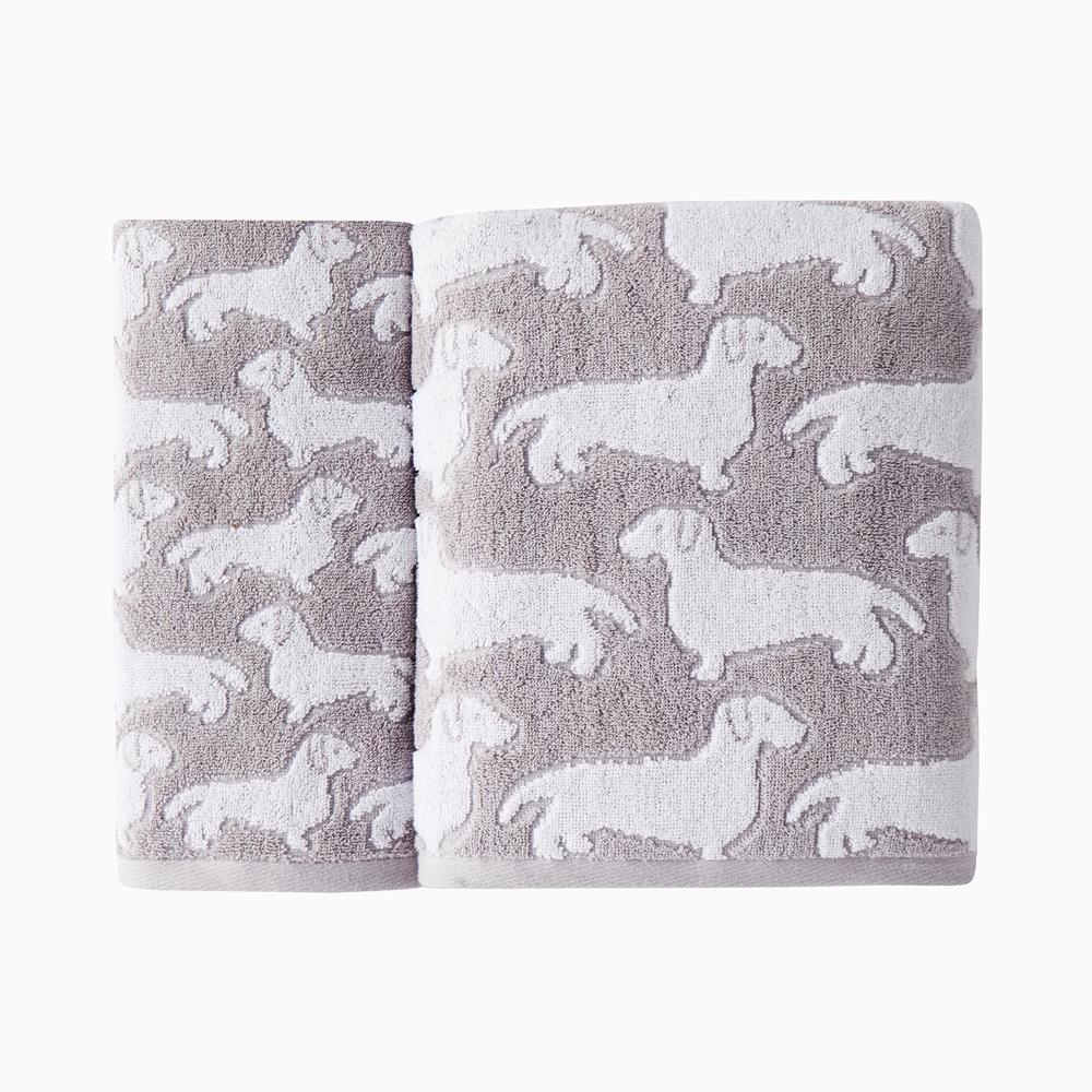 SKL Home Saturday Knight Ltd Dog Woven Puppy Design Soft And Absorbent Hand Towel - 16x26", Gray