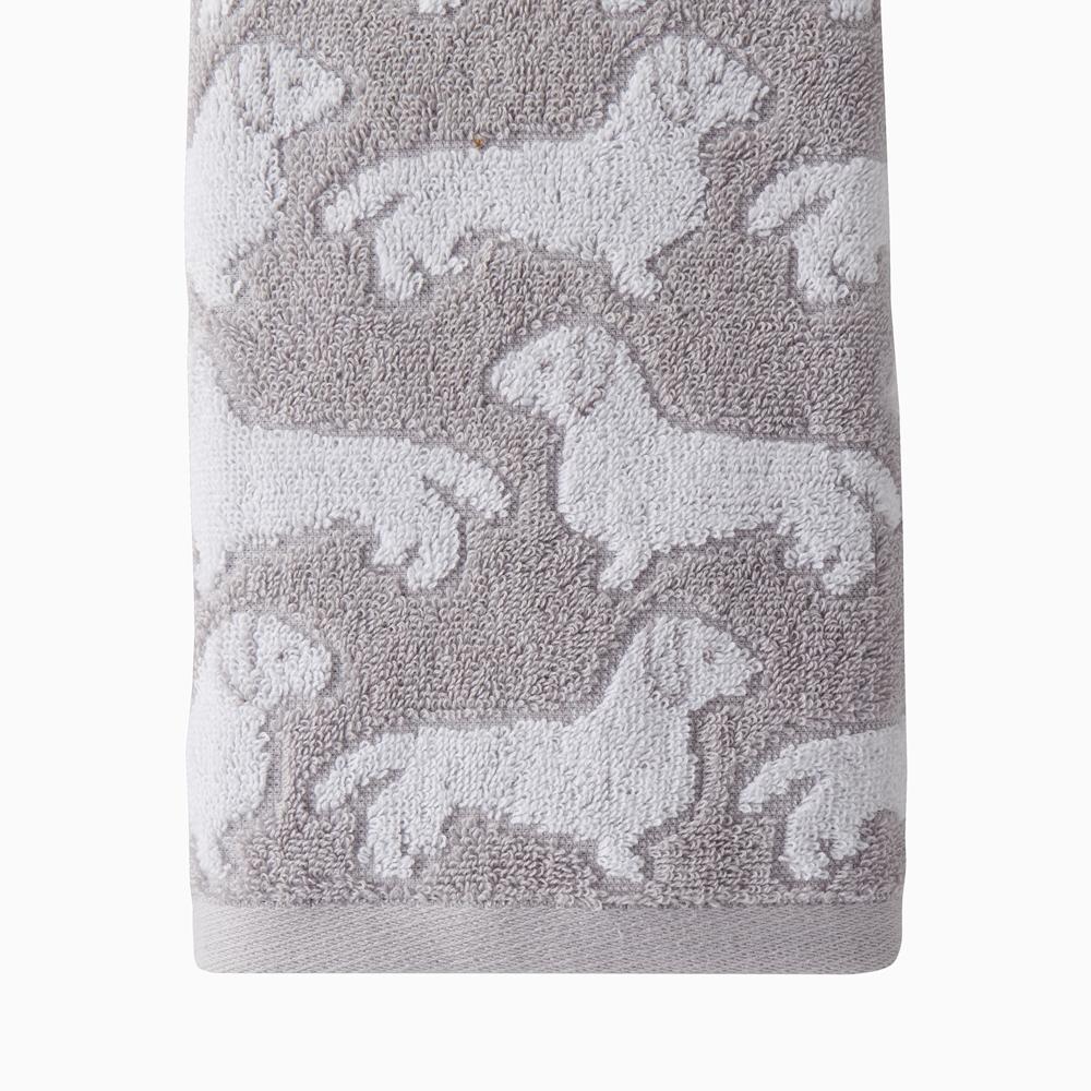 SKL Home Saturday Knight Ltd Dog Woven Puppy Design Soft And Absorbent Hand Towel - 16x26", Gray