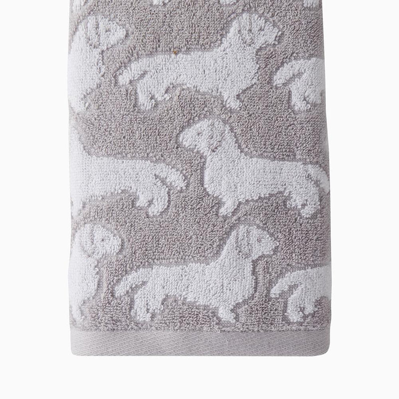 SKL Home Saturday Knight Ltd Dog Woven Puppy Design Soft And Absorbent Hand Towel - 16x26", Gray
