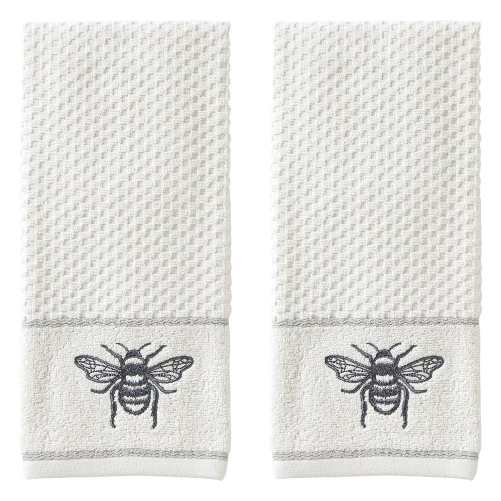 SKL Home Saturday Knight Ltd Farmhouse Bee Hand Towel - (2-Pack) - 16x25" , White
