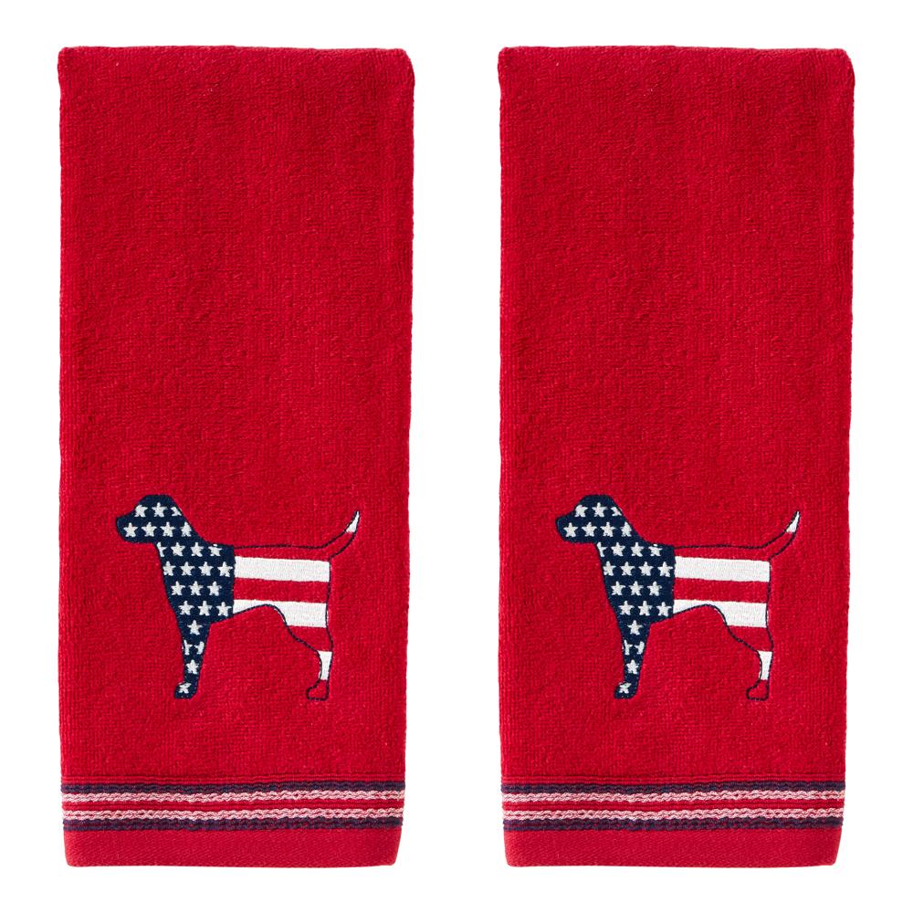 SKL Home Saturday Knight Ltd Red White Blue Hound Hand Towel - (2-Pack) - 16x25", Red