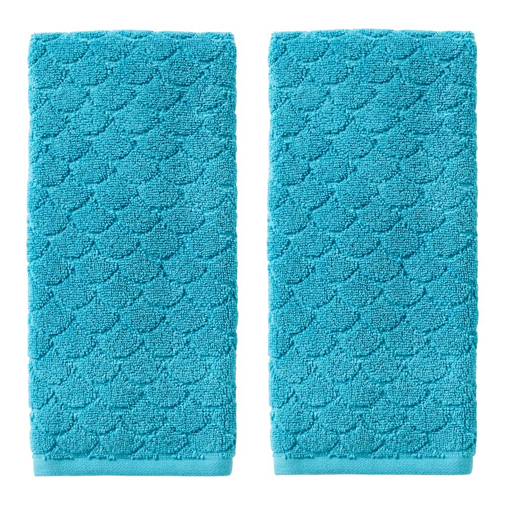 SKL Home Saturday Knight Ltd Ocean Watercolor Scales Hand Towel - (2-Pack) - 16x26", Blue