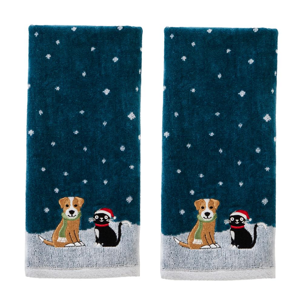 SKL Home Saturday Knight Ltd Cat And Dog Hand Towel - (2-Pack) - 16x25", Teal